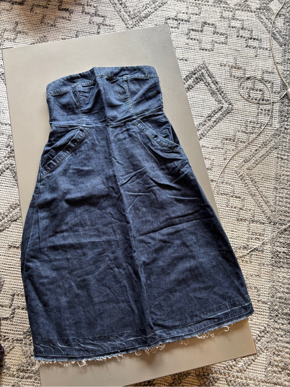 HOLDING HORSES Strapless Dark Denim Dress